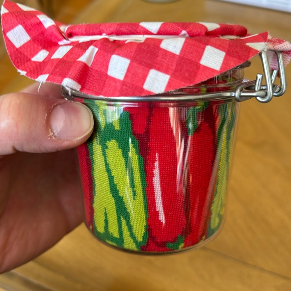 Never opened jar of socks!  2 pairs of colorful, patterned socks.
